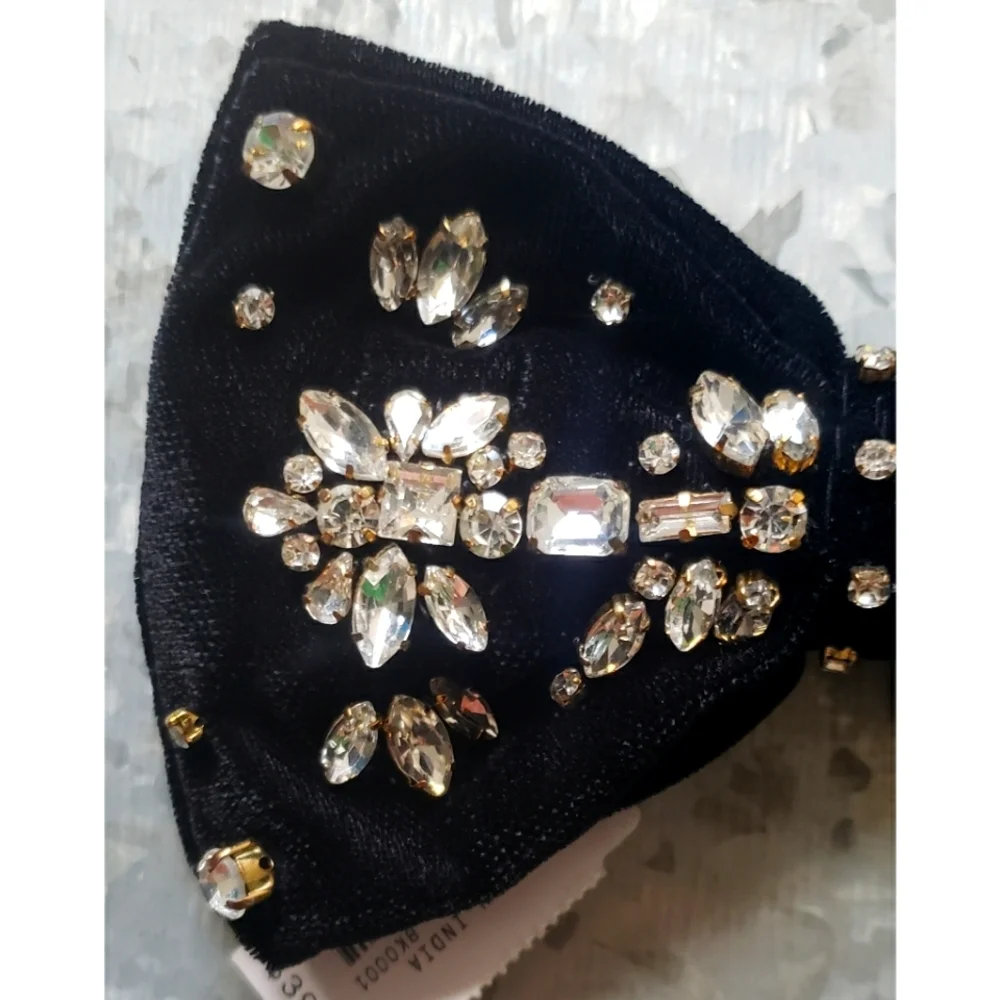 J.Crew Velvet bow clip with crystals